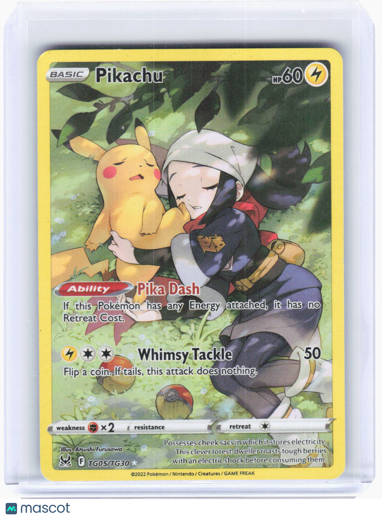 2022 Pokemon—Pikachu #TG05/TG30 Lost Origin: Trainer Gallery—UR Holo [Damaged]