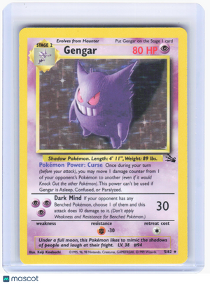 1999 Pokemon—Gengar #5/62 Fossil—Rare Holo [Lightly Played]