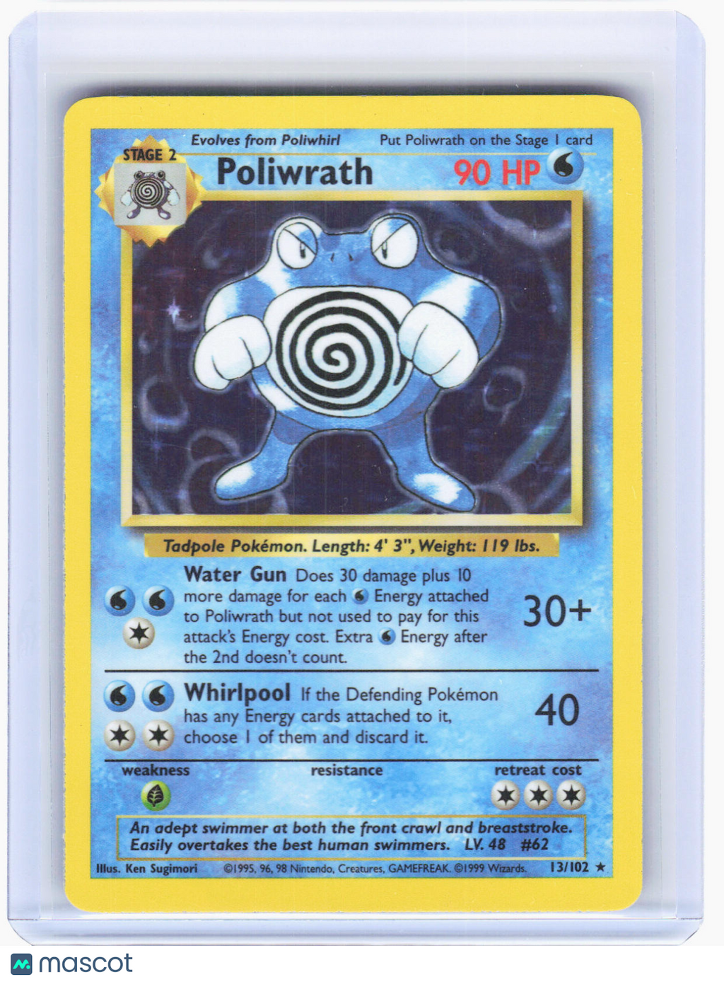 1999 Pokemon—Poliwrath #13/102 Base Set—Rare Holo [Moderately Played]