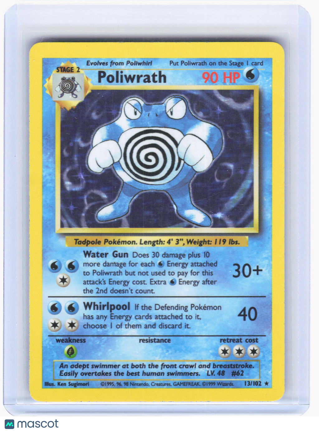 1999 Pokemon—Poliwrath #13/102 Base Set—Rare Holo [Heavily Played]