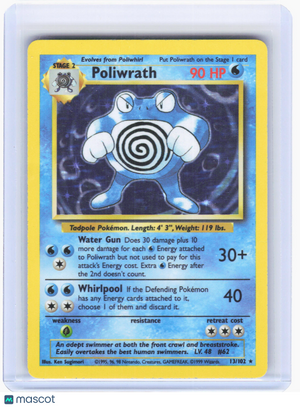 1999 Pokemon—Poliwrath #13/102 Base Set—Rare Holo [Heavily Played]