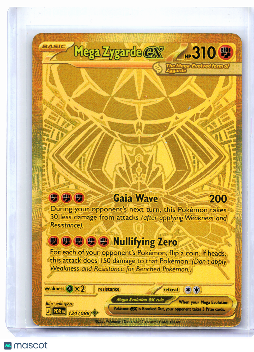 2026 Pokemon—Mega Zygarde ex #124/088 Perfect Order—Mega Hyper Rare Gold