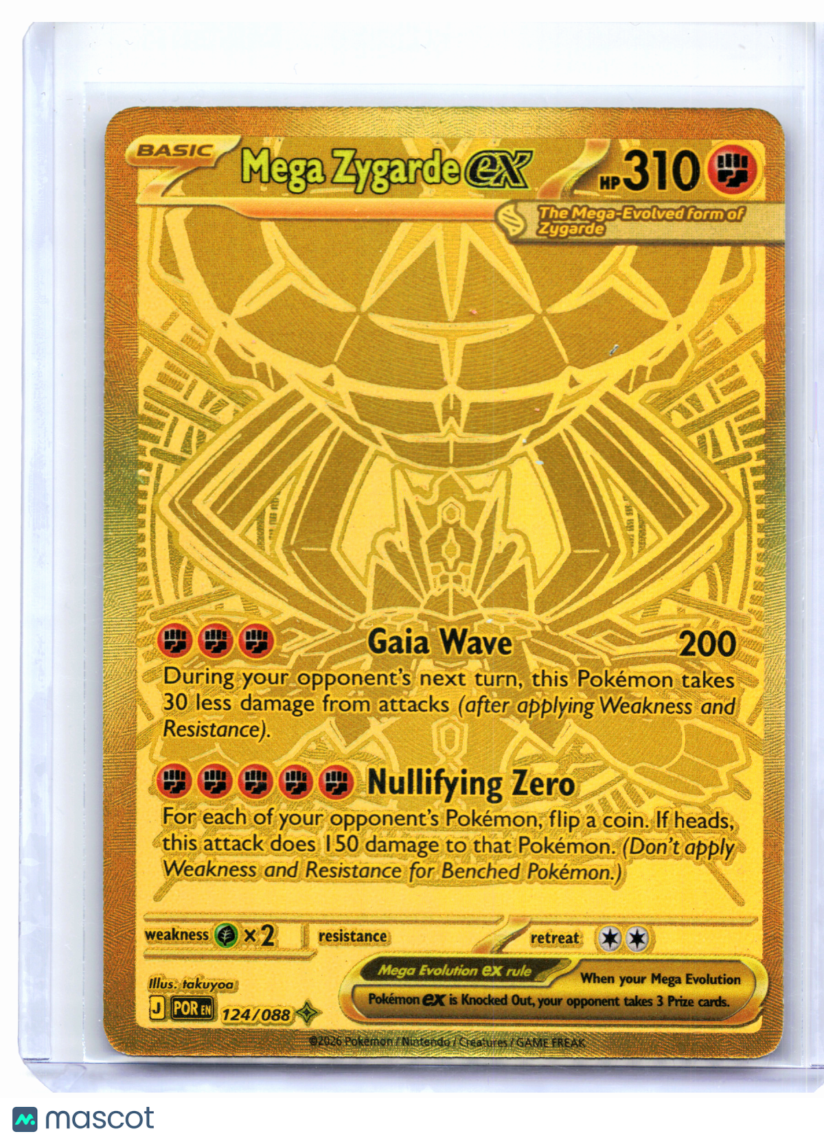 2026 Pokemon—Mega Zygarde ex #124/088 Perfect Order—Mega Hyper Rare Gold