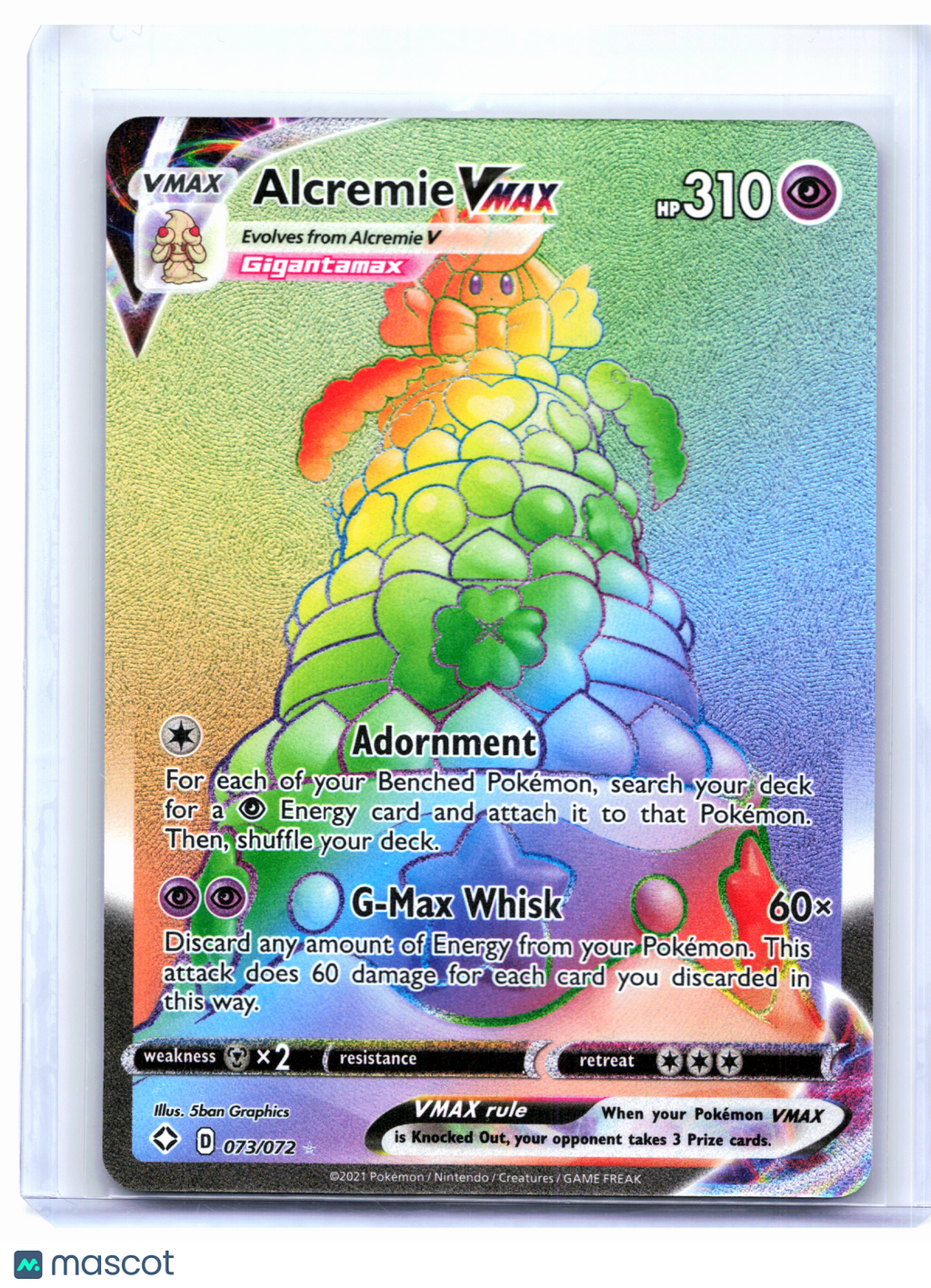2021 Pokemon—Alcremie VMAX #073/072 Shining Fates—Secret Rare Rainbow