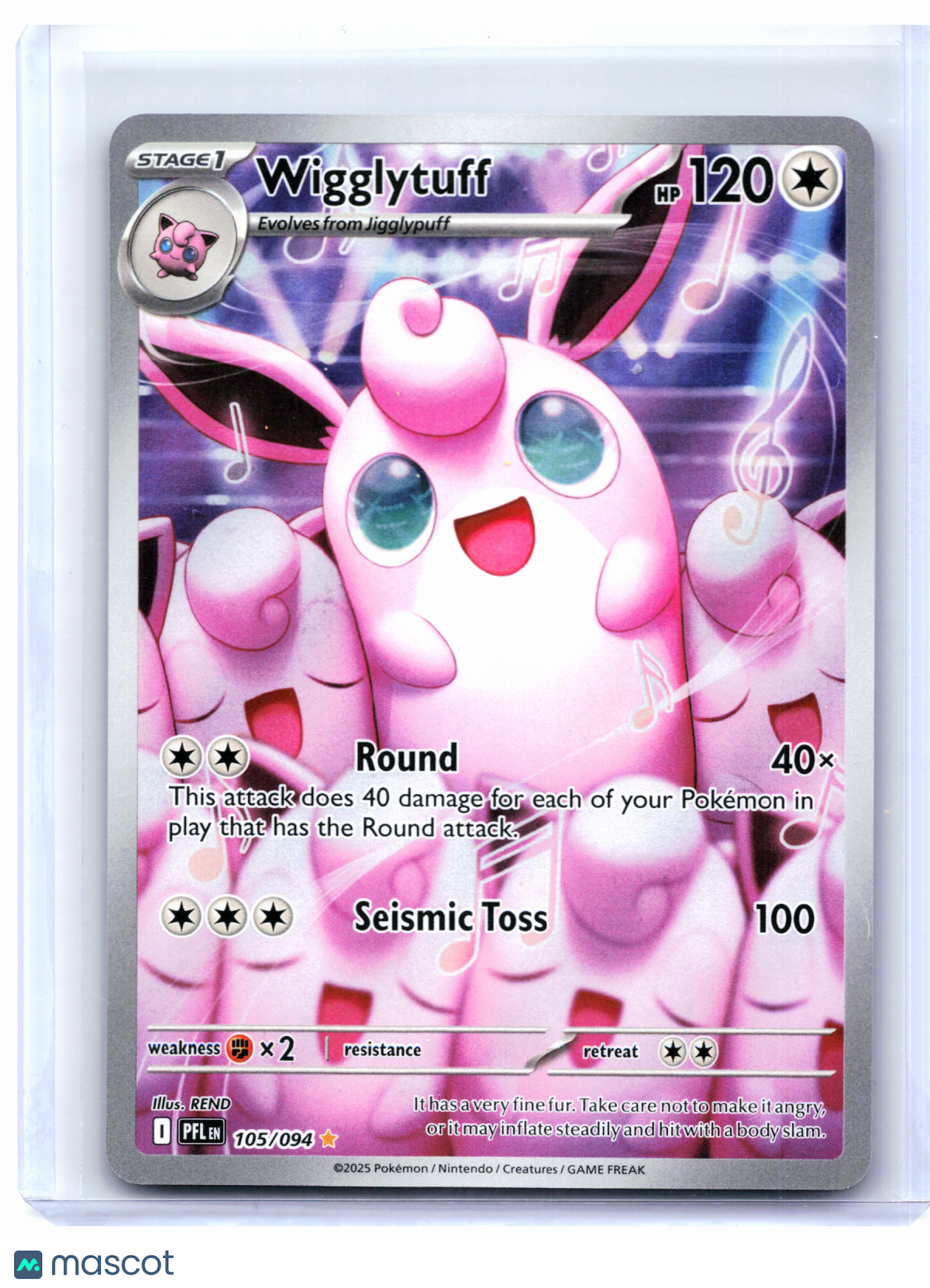 2025 Pokemon—Wigglytuff #105/094 Phantasmal Flames—Illustration Rare Holo