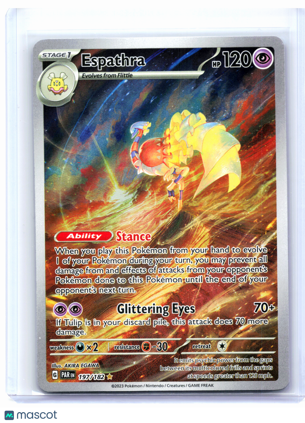 2023 Pokemon—Espathra #197/182 Paradox Rift—Illustration Rare Holo