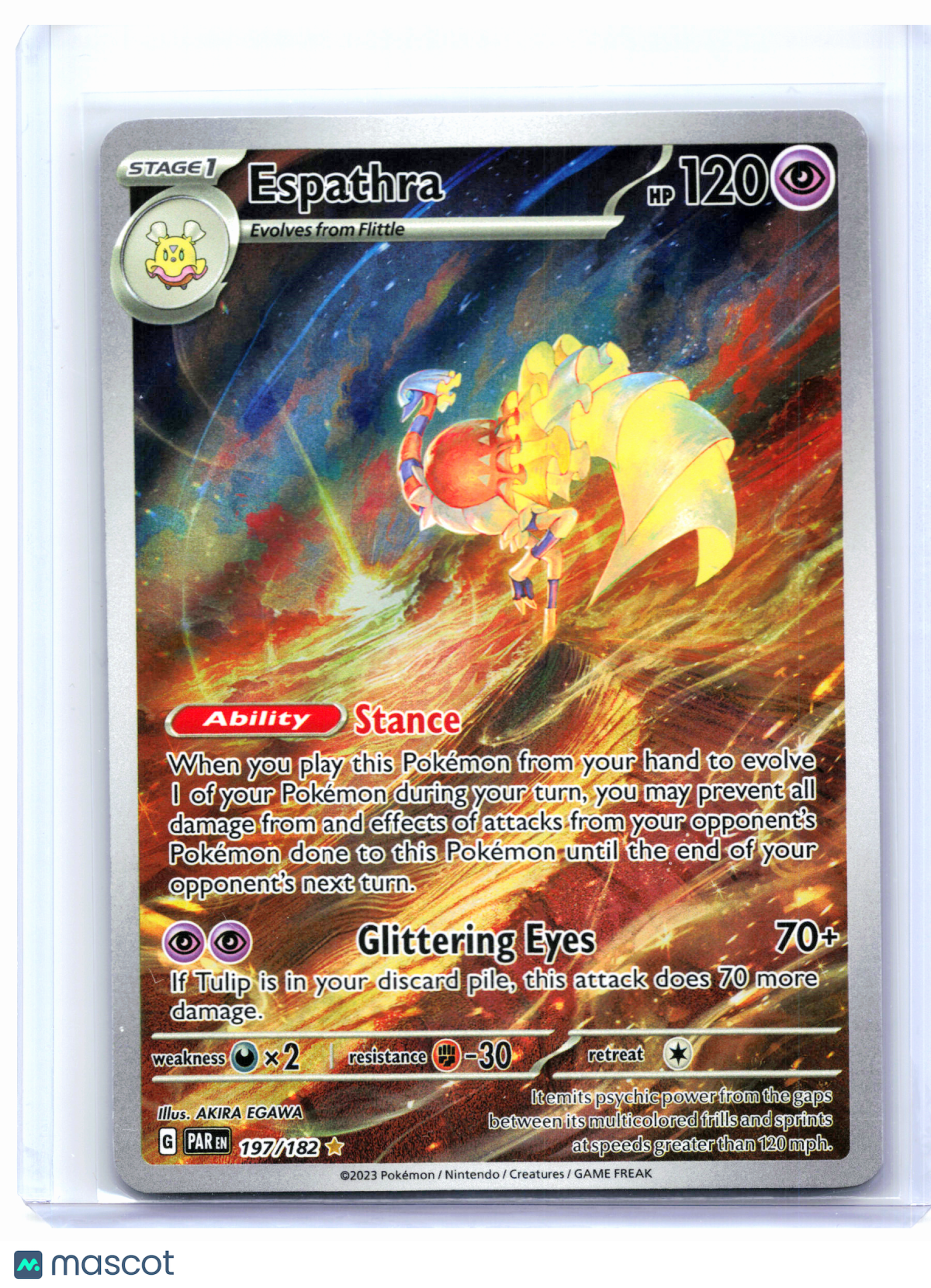 2023 Pokemon—Espathra #197/182 Paradox Rift—Illustration Rare Holo