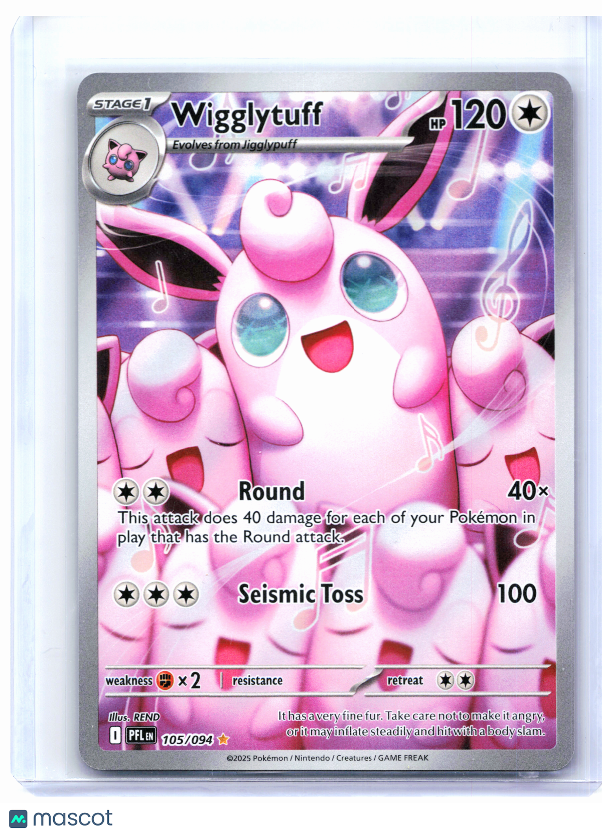 2025 Pokemon—Wigglytuff #105/094 Phantasmal Flames—Illustration Rare Holo