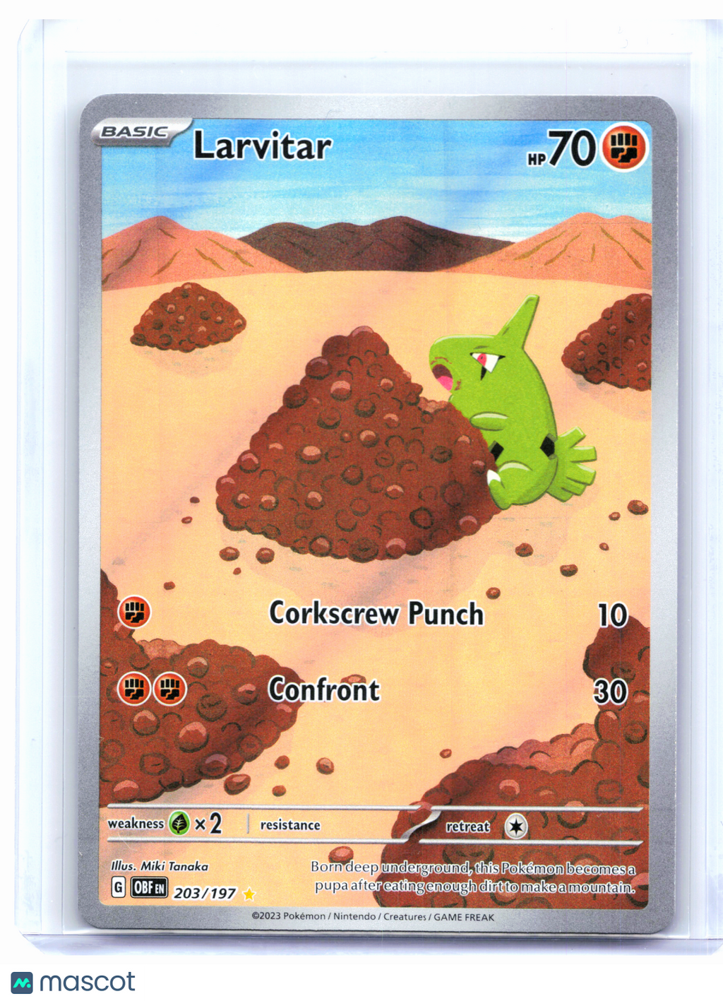 2023 Pokemon—Larvitar #203/197 Obsidian Flames—Illustration Rare Holo