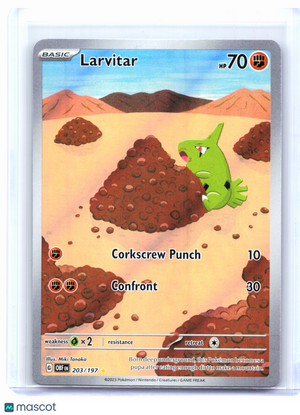 2023 Pokemon—Larvitar #203/197 Obsidian Flames—Illustration Rare Holo