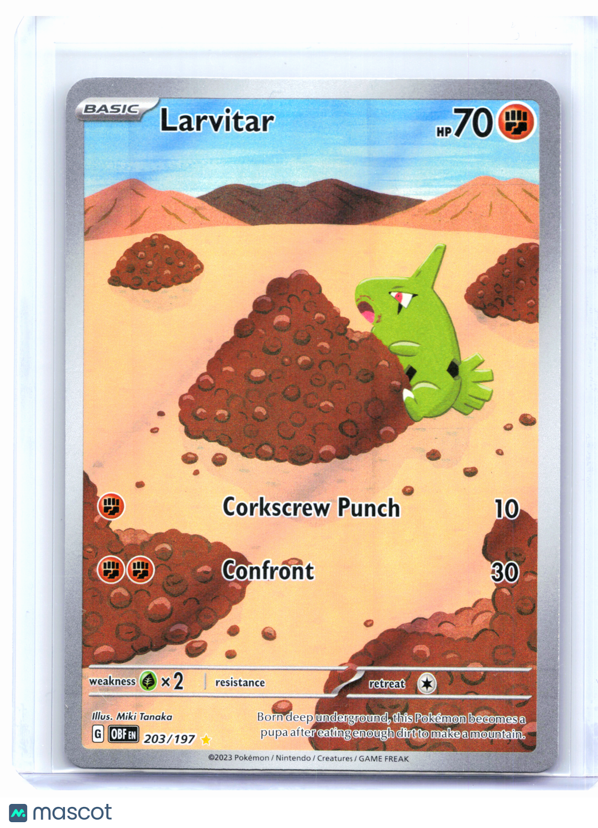 2023 Pokemon—Larvitar #203/197 Obsidian Flames—Illustration Rare Holo