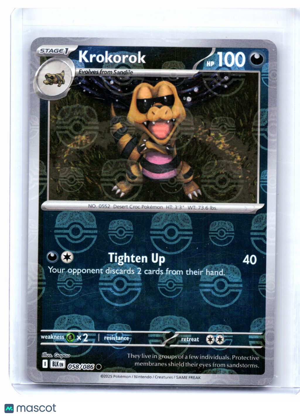 2025 Pokemon—Krokorok (Master Ball Pattern) #058/086 Black Bolt—Common [LP]