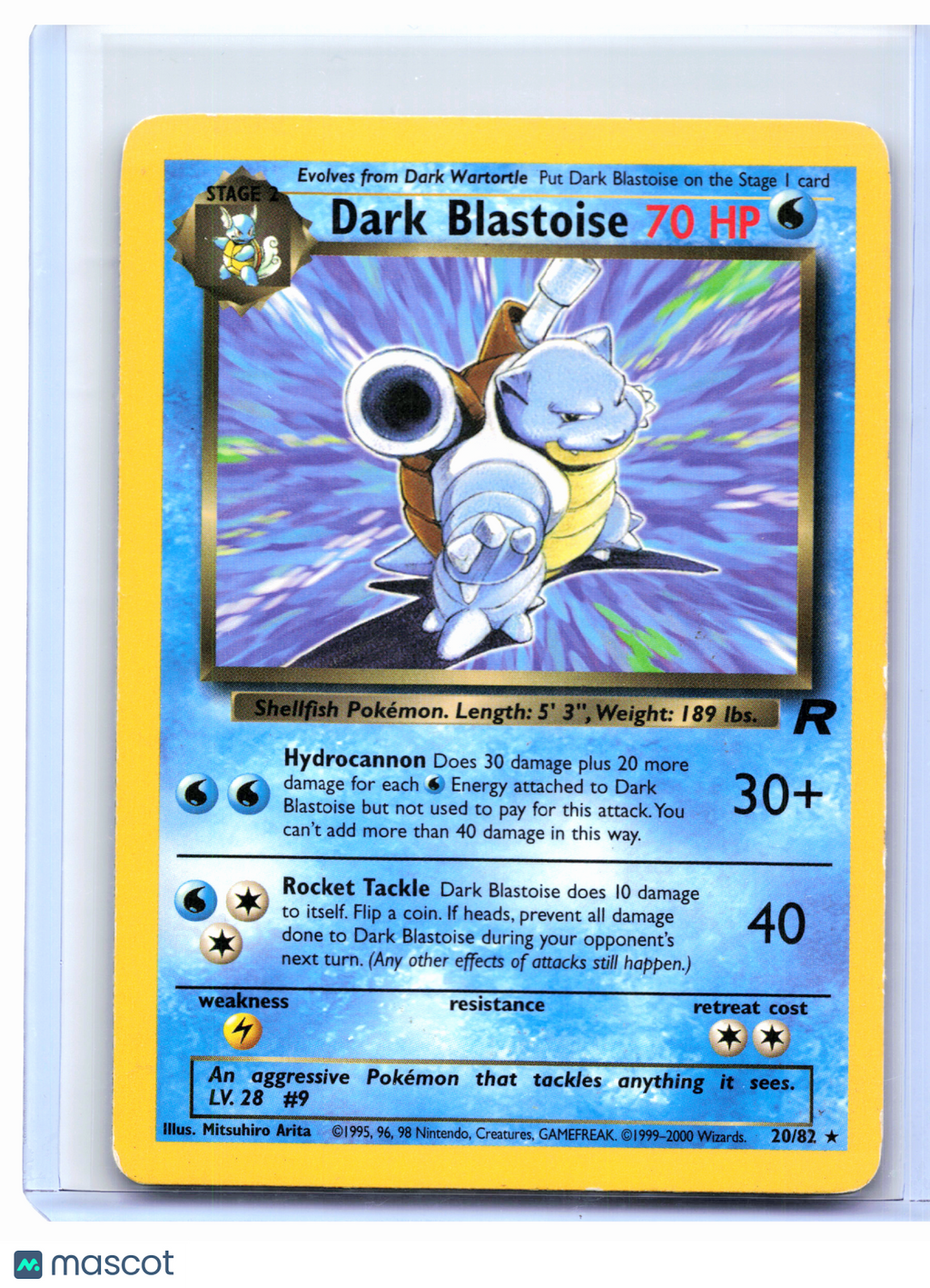 2000 Pokemon—Dark Blastoise #20/82 Team Rocket—Rare Nonholo [Damaged]