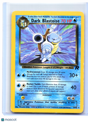 2000 Pokemon—Dark Blastoise #20/82 Team Rocket—Rare Nonholo [Damaged]