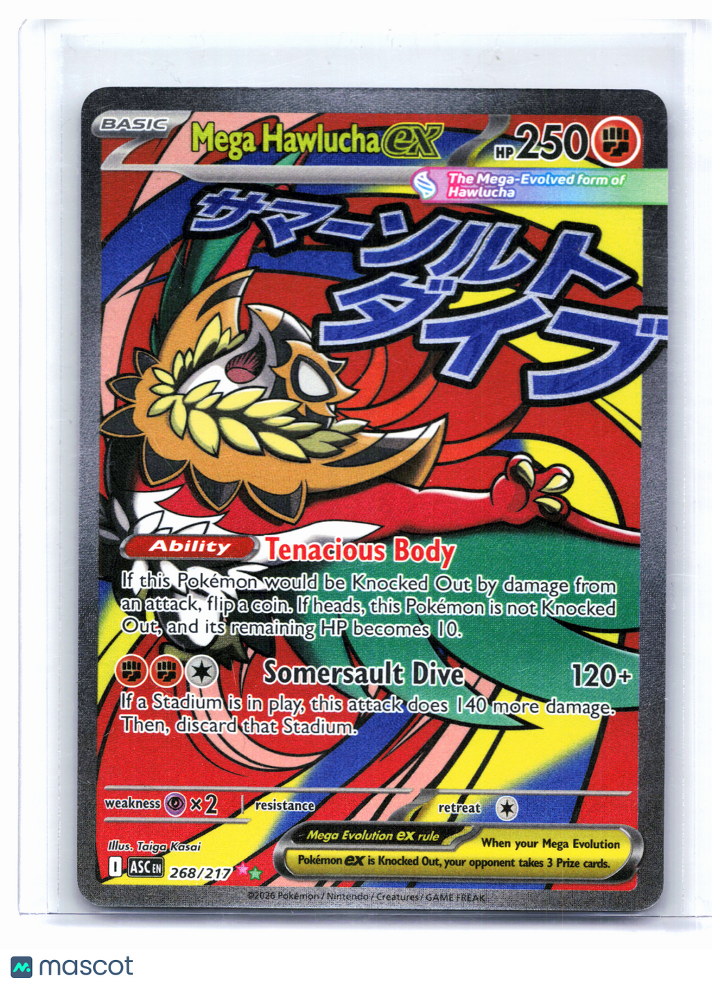 2026 Pokemon—Mega Hawlucha ex #268/217 Ascended Heroes—Mega Attack Rare Holo