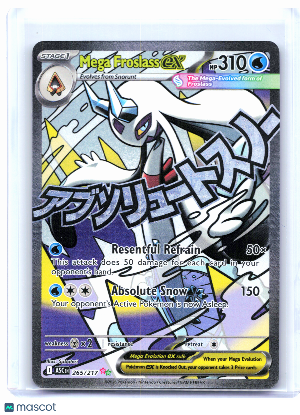 2026 Pokemon—Mega Froslass ex #265/217 Ascended Heroes—Mega Attack Rare Holo