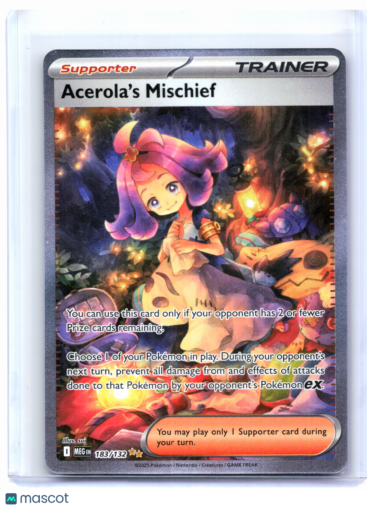 2025 Pokemon—Acerola's Mischief #183/132 Mega Evolution Base Set—SIR Holo