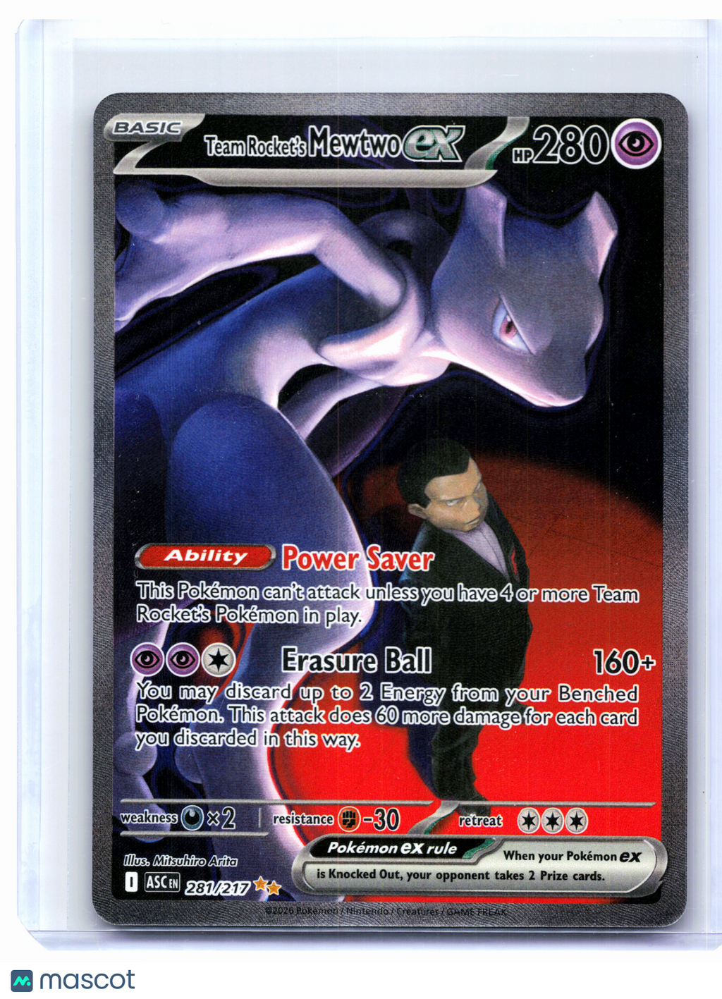 2026 Pokemon—Team Rocket's Mewtwo ex #281/217 Ascended Heroes—SIR Holo