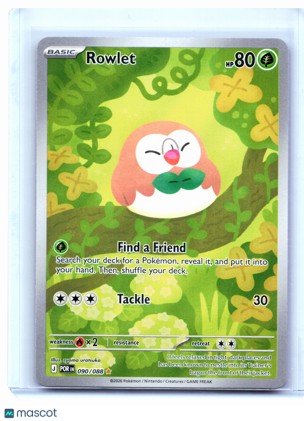 2026 Pokemon—Rowlet #090/088 Perfect Order—Illustration Rare Holo