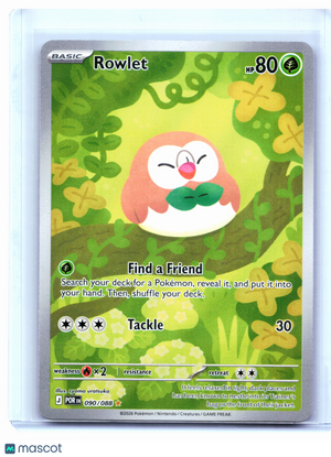 2026 Pokemon—Rowlet #090/088 Perfect Order—Illustration Rare Holo