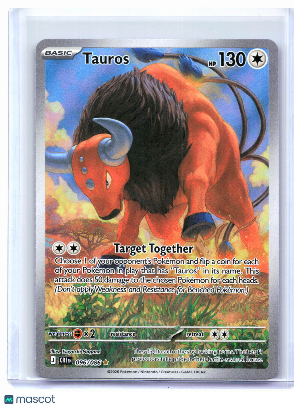 2026 Pokemon—Tauros #096/086 Chaos Rising—Illustration Rare Holo