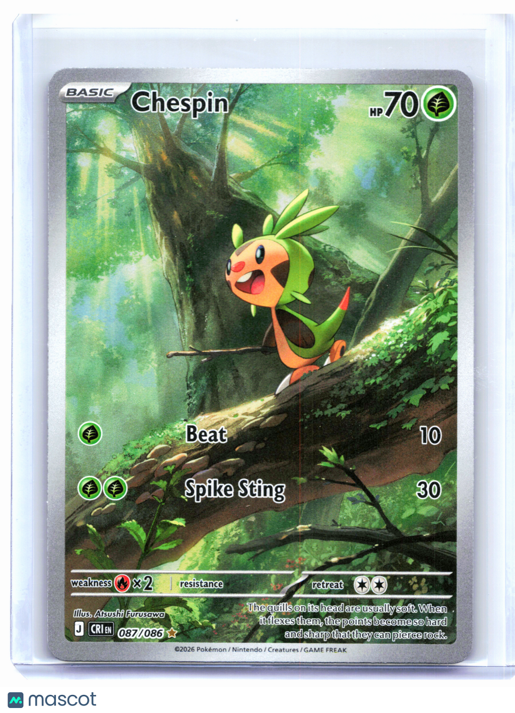 2026 Pokemon—Chespin #087/086 Chaos Rising—Illustration Rare Holo