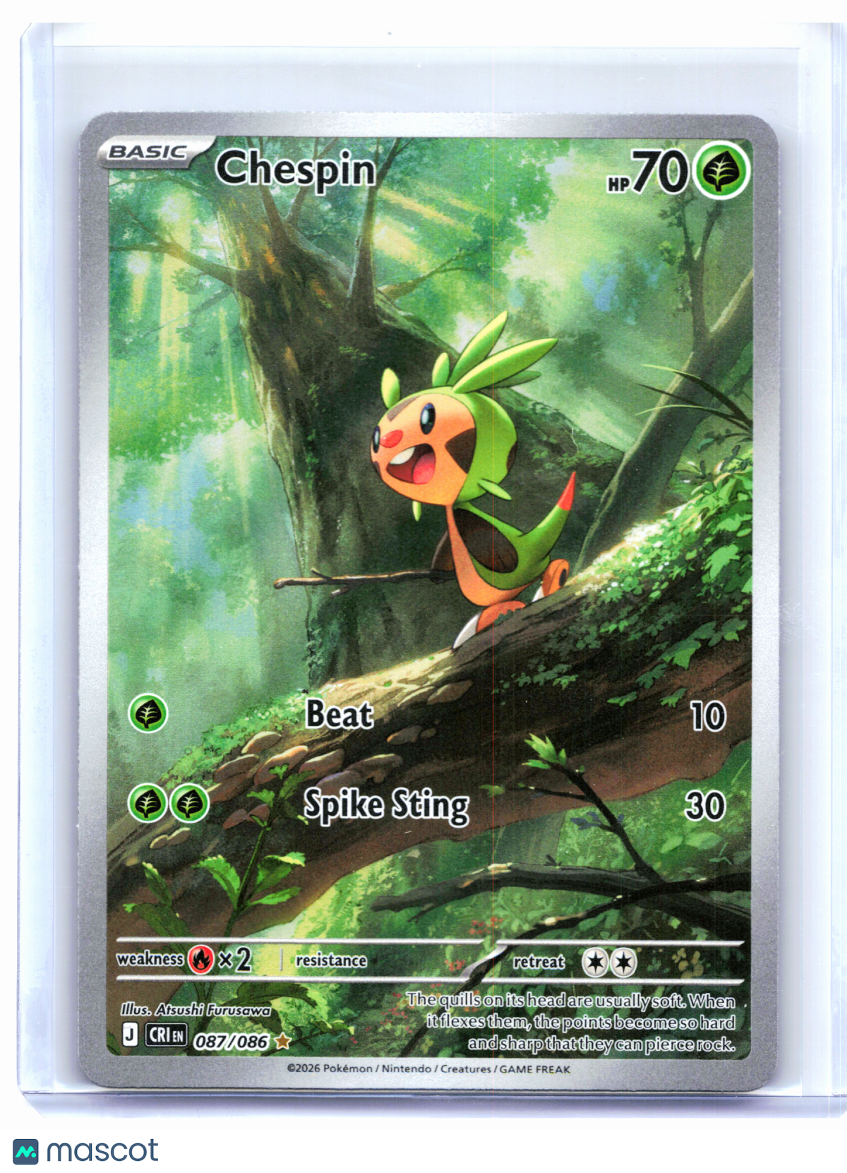 2026 Pokemon—Chespin #087/086 Chaos Rising—Illustration Rare Holo