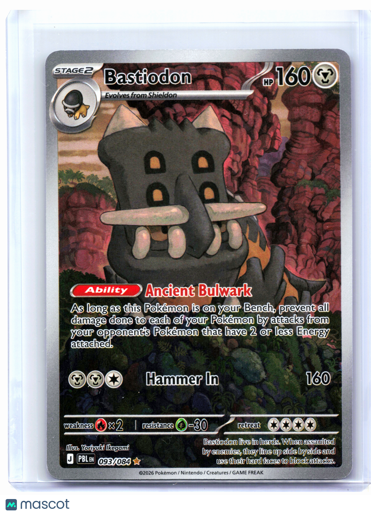 2026 Pokemon—Bastiodon #093/084 Pitch Black—Illustration Rare Holo