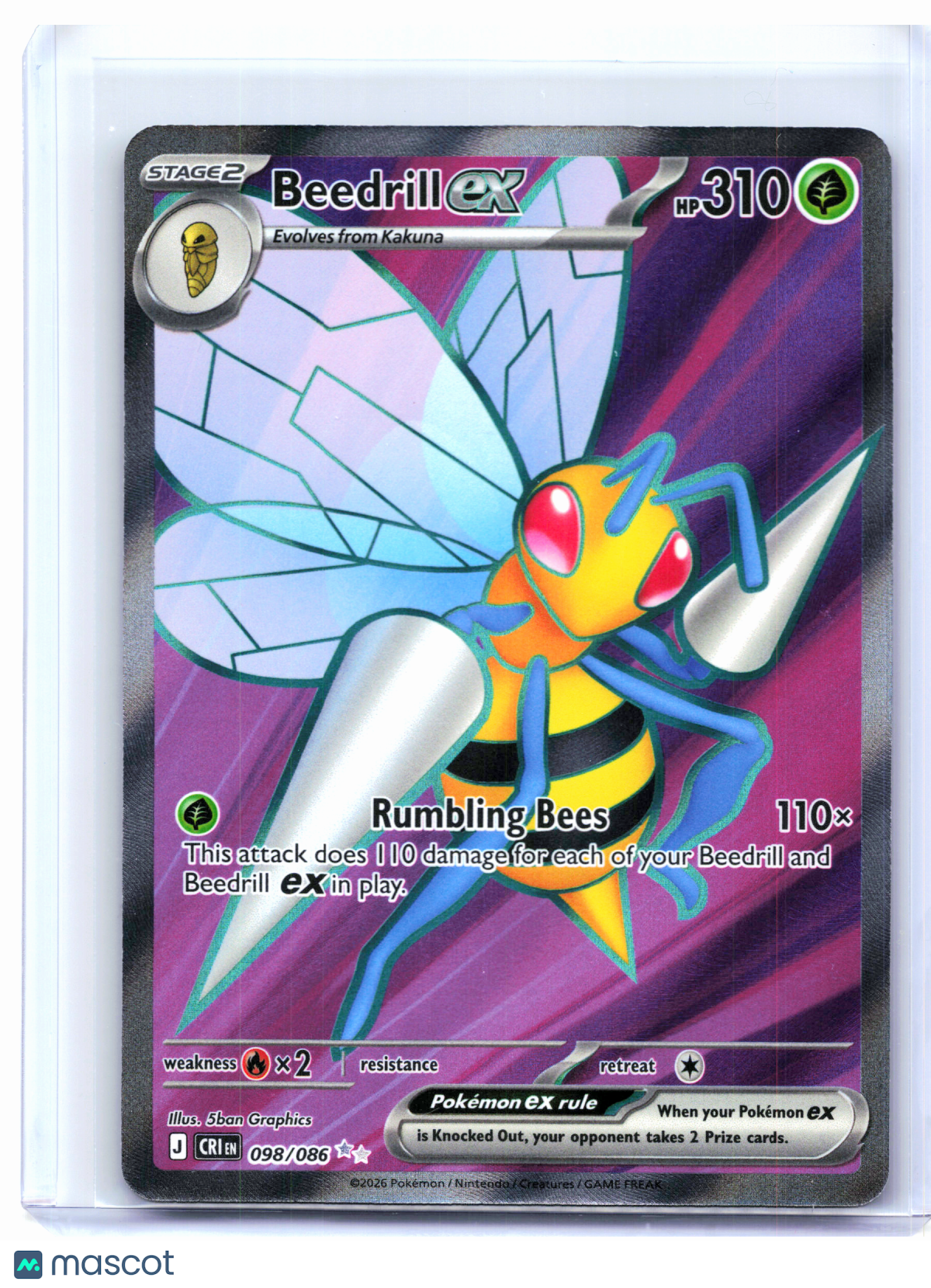 2026 Pokemon—Beedrill ex #098/086 Chaos Rising—Ultra Rare Holo