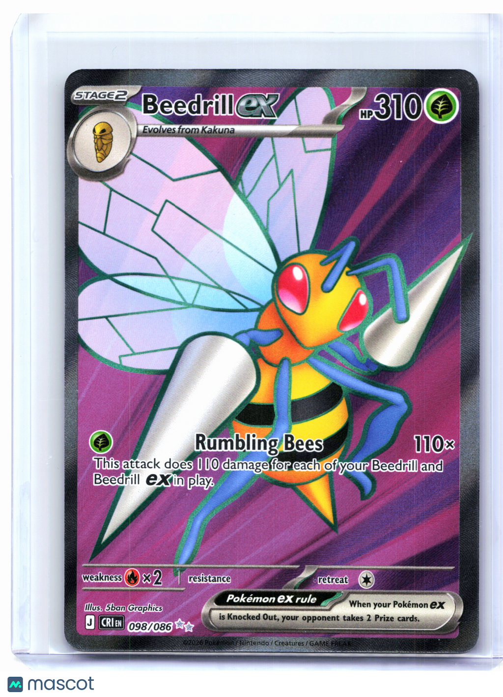 2026 Pokemon—Beedrill ex #098/086 Chaos Rising—Ultra Rare Holo