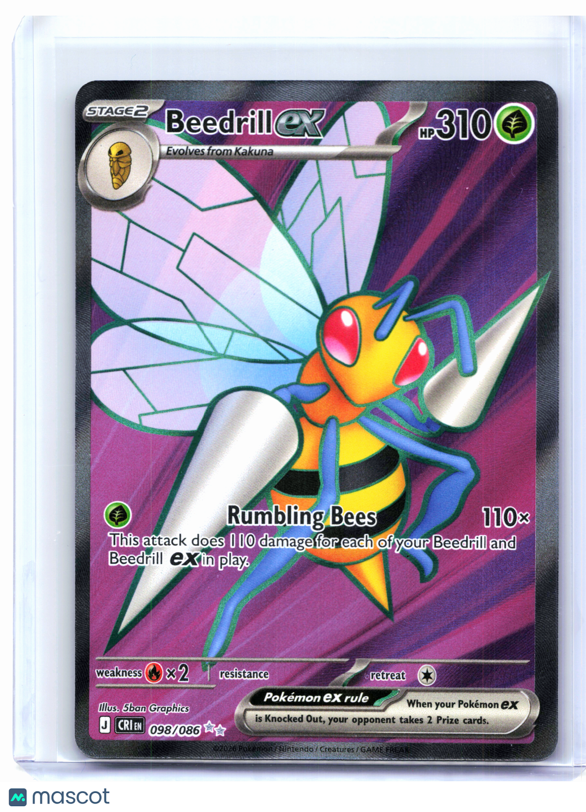 2026 Pokemon—Beedrill ex #098/086 Chaos Rising—Ultra Rare Holo