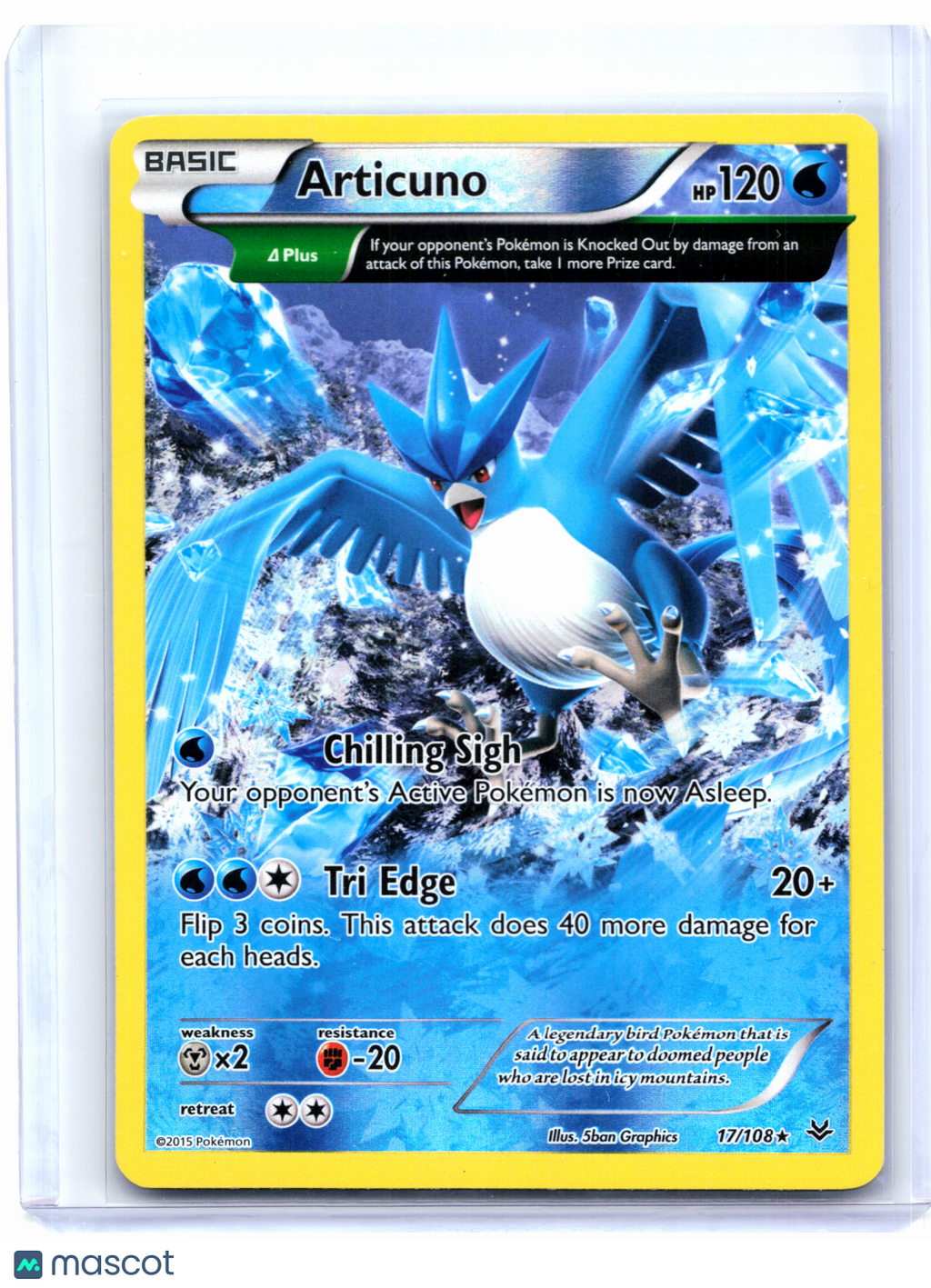 2015 Pokemon—Articuno #17/108 Roaring Skies—Rare Reverse Holo [Lightly Played]