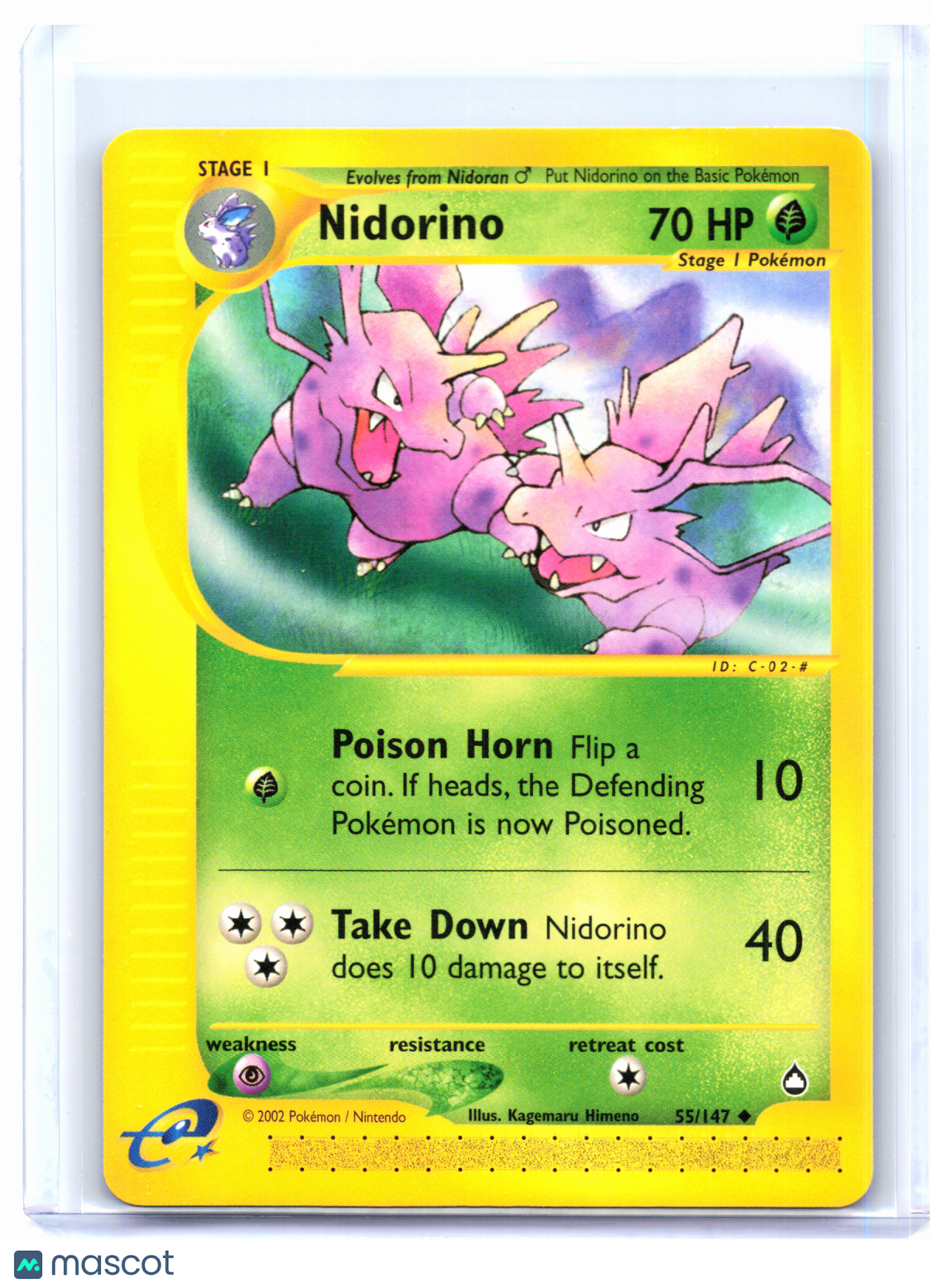 2002 Pokemon—Nidorino #55/147 Aquapolis—Uncommon Nonholo [Lightly Played]