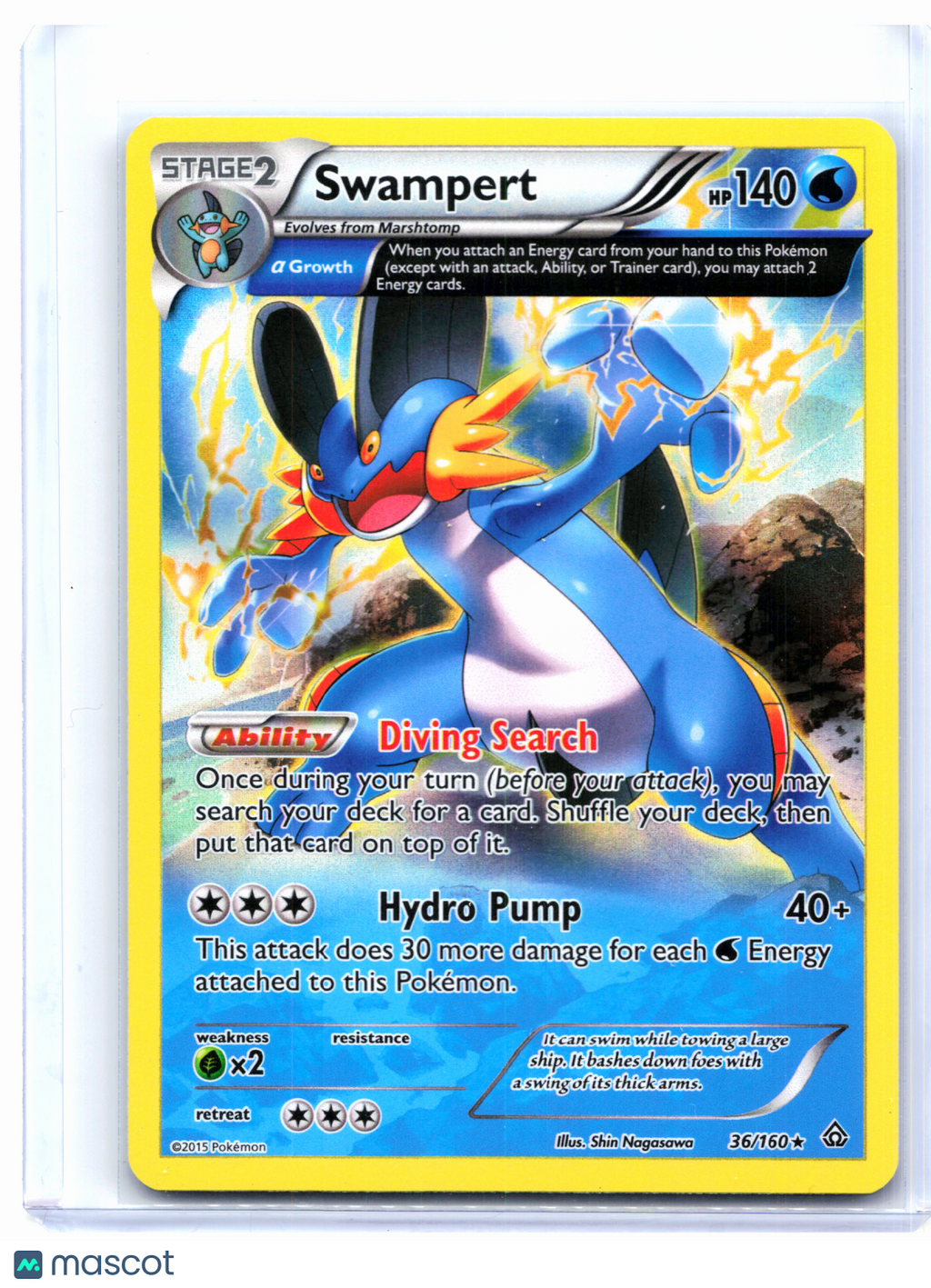 2015 Pokemon—Swampert #36/160 Primal Clash—Holo Rare [Moderately Played]