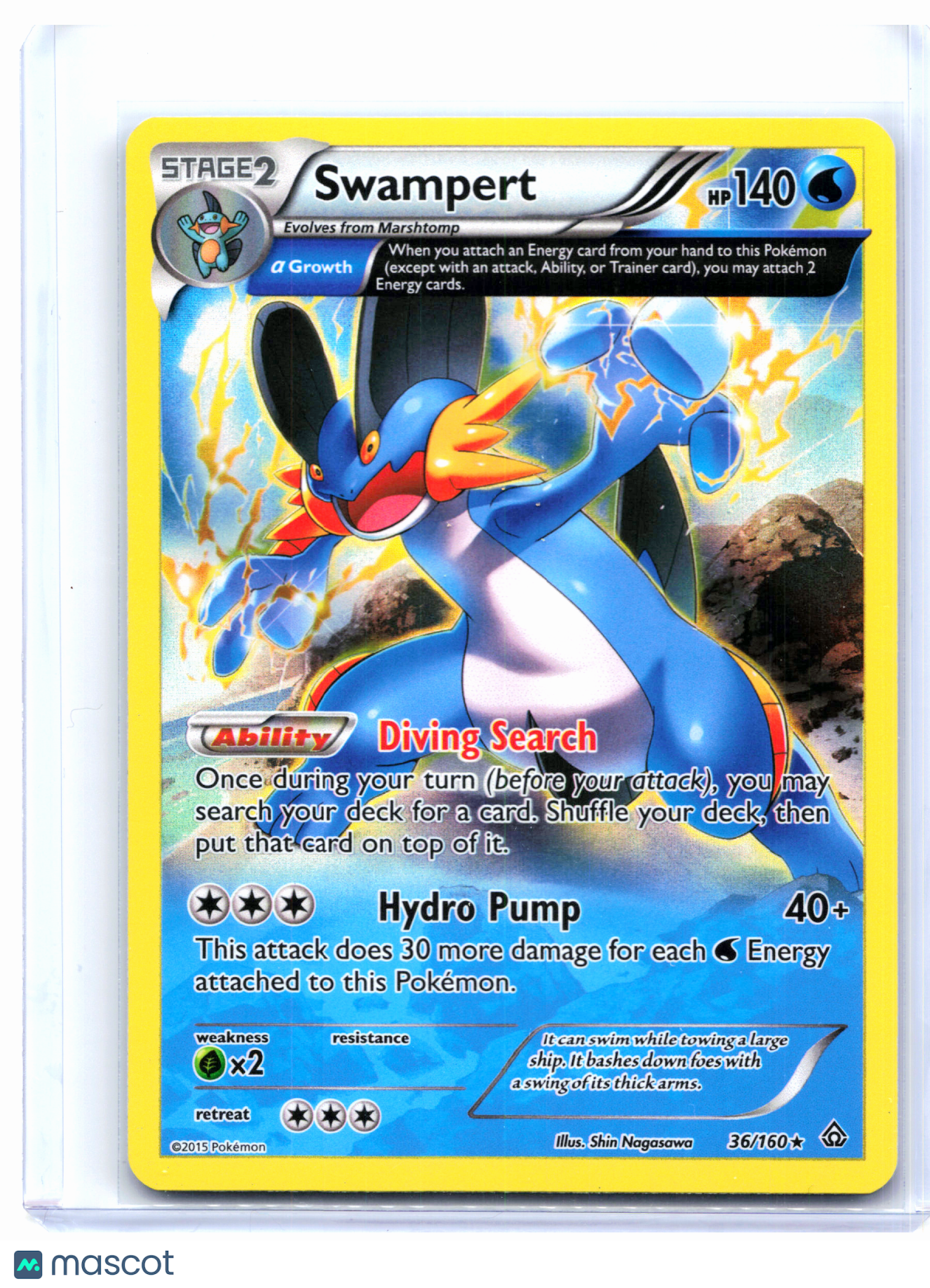 2015 Pokemon—Swampert #36/160 Primal Clash—Holo Rare [Moderately Played]