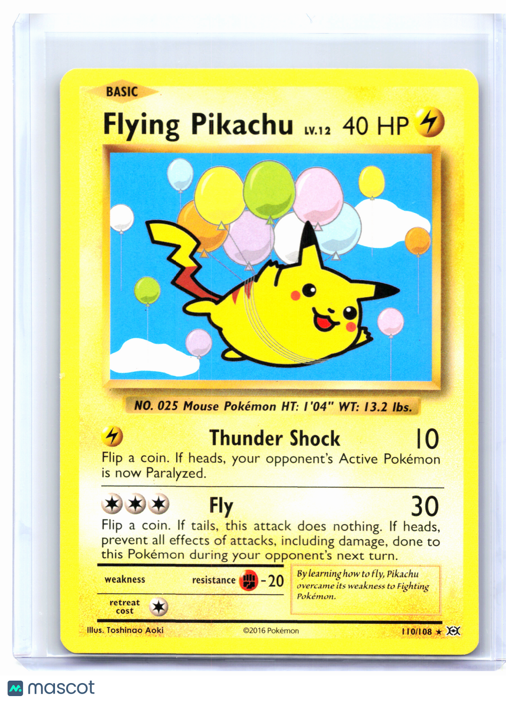 2016 Pokemon—Flying Pikachu #110/108 Evolutions—Secret Rare Nonholo [MP]