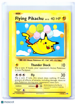 2016 Pokemon—Flying Pikachu #110/108 Evolutions—Secret Rare Nonholo [MP]