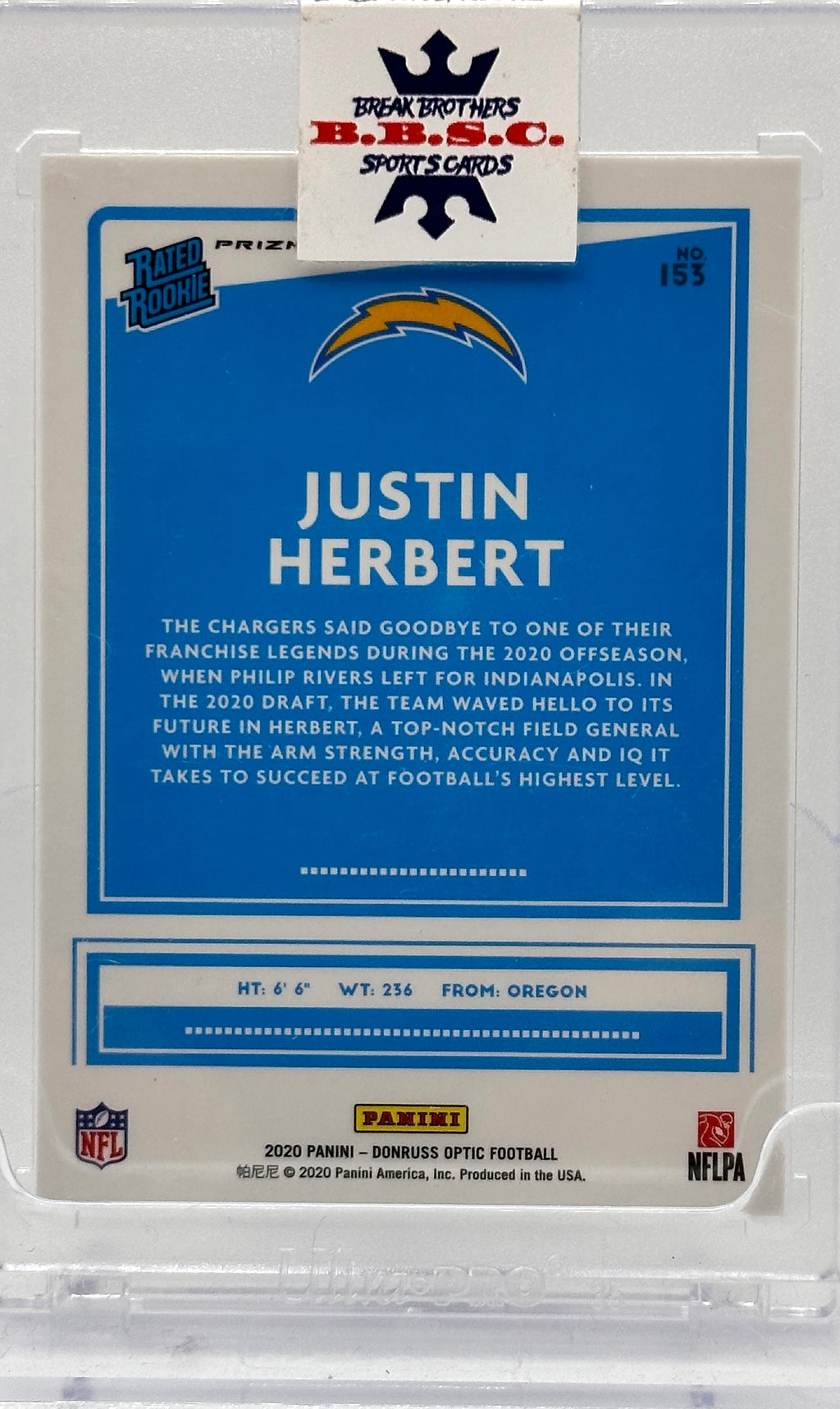2020 Panini Donruss Optic Football—Justin Herbert #153 Holo