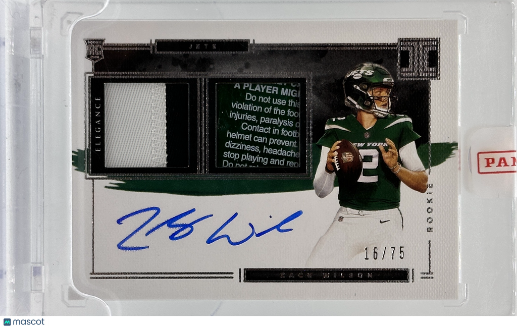 2021 Panini Impeccable Elegance F.ball—Zach Wilson #102 Helmet Piece Patch 16/75