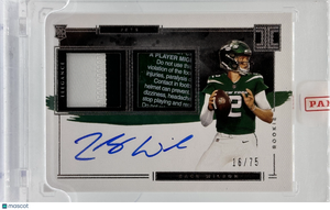 2021 Panini Impeccable Elegance F.ball—Zach Wilson #102 Helmet Piece Patch 16/75