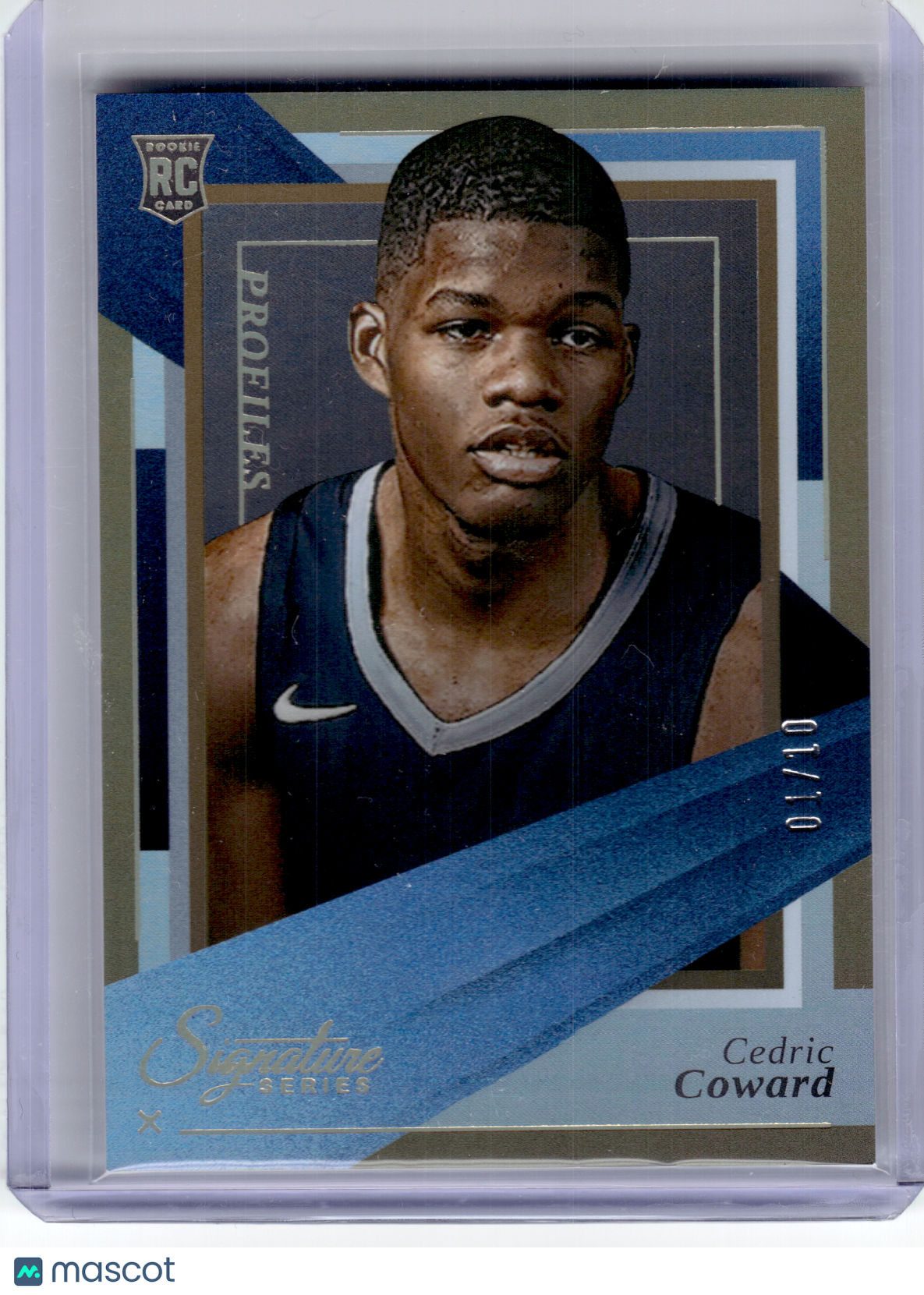 2025 Panini Signature Series Basketball—Cedric Coward #20 Blue Profiles RC 01/10