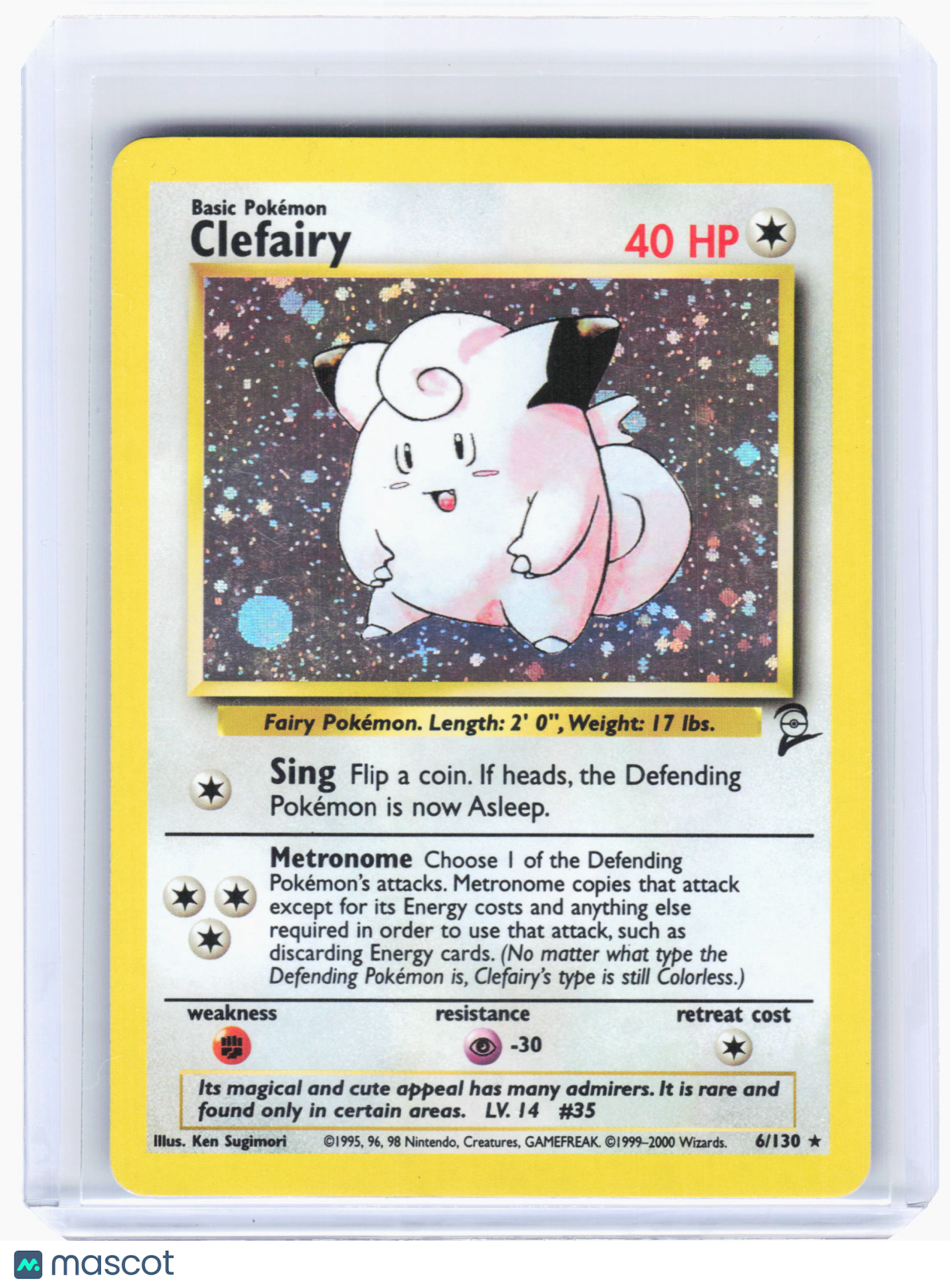2000 Pokemon—Clefairy #6 Base Set 2—Rare Holo [Heavily Played]