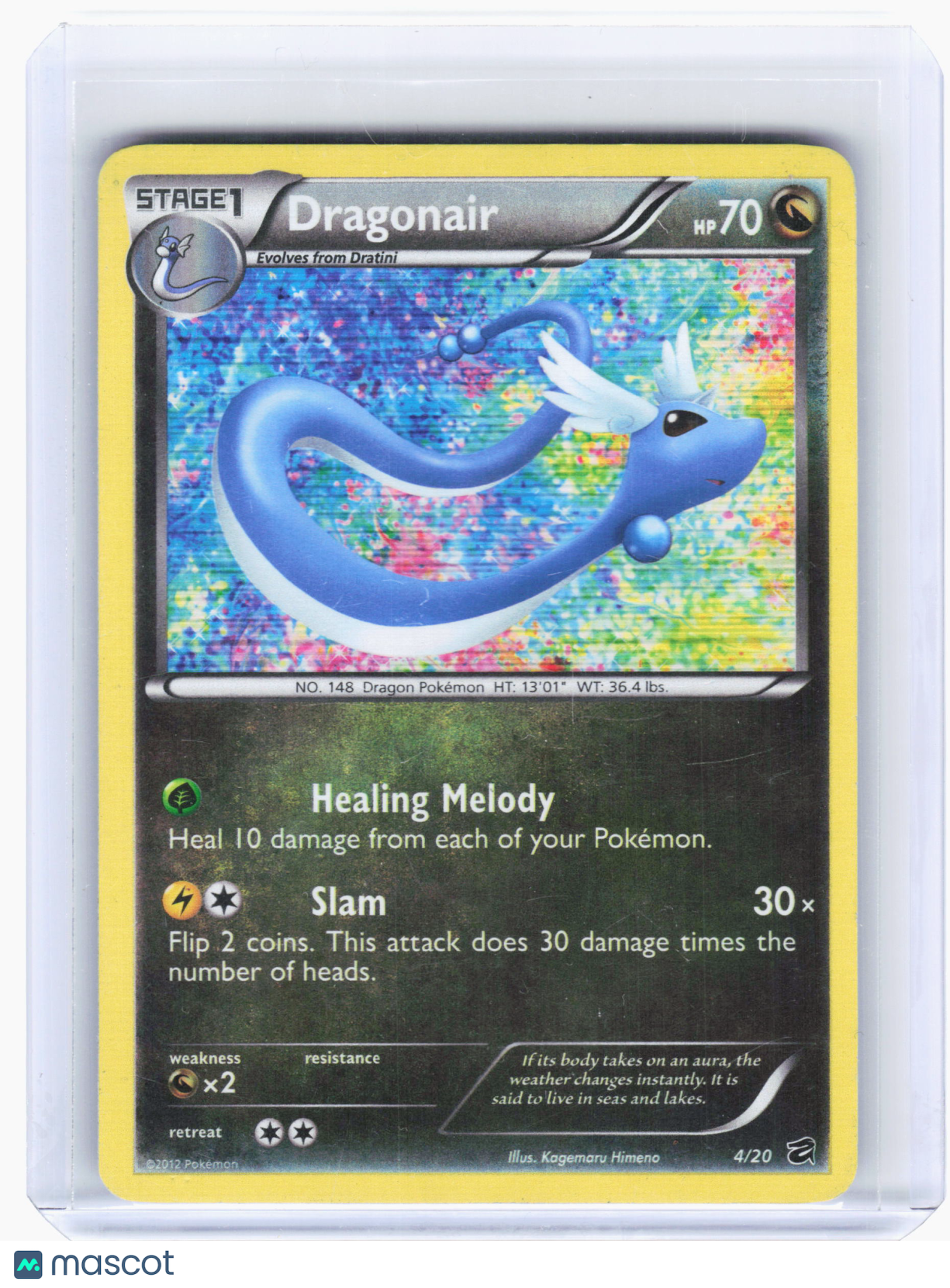 2012 Pokemon—Dragonair #4 Dragon Vault—Holo Rare [Damaged]