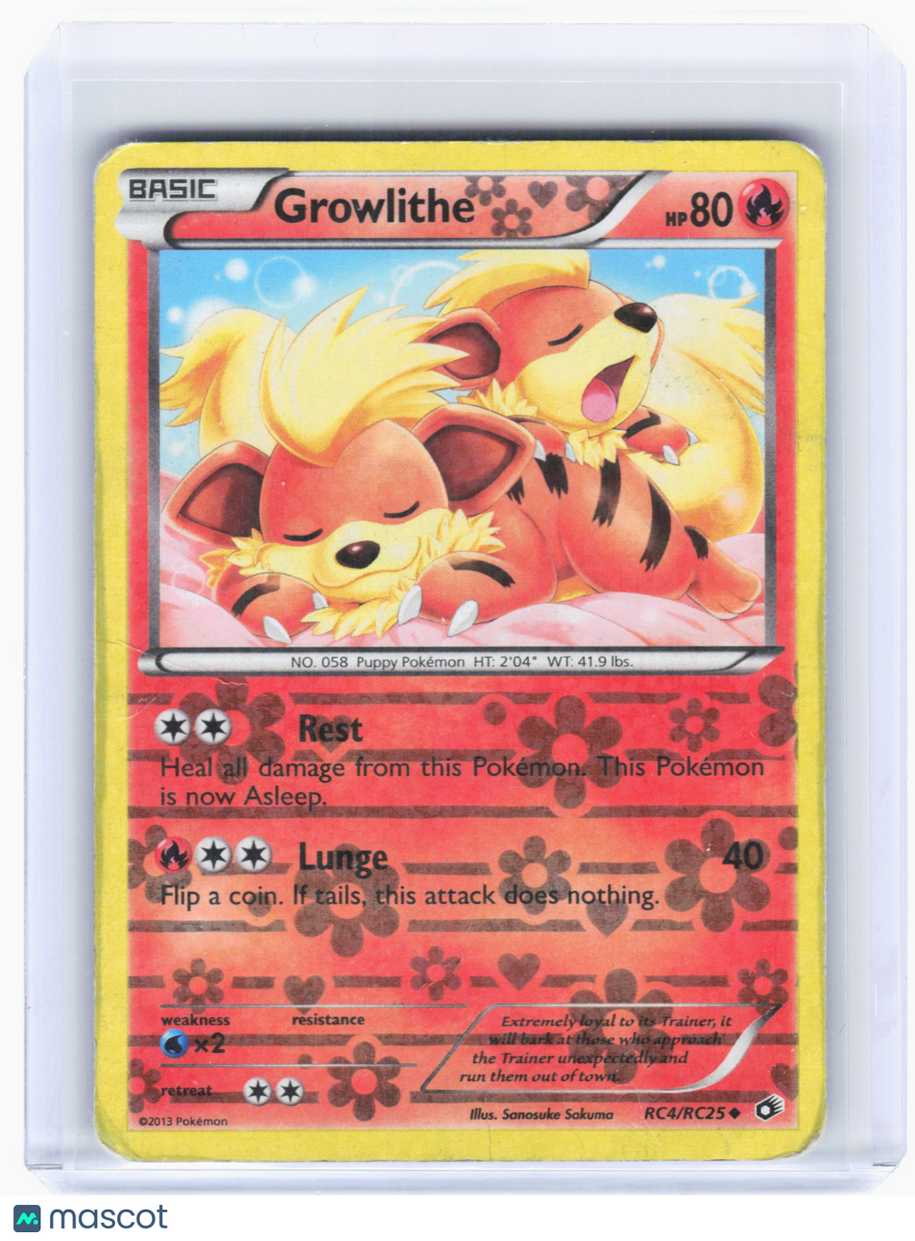 2013 Pokemon—Growlithe #RC4 Legendary Treasures: Radiant Collection—U Holo [DMG]