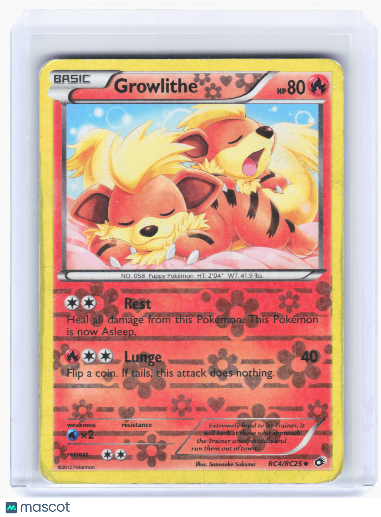 2013 Pokemon—Growlithe #RC4 Legendary Treasures: Radiant Collection—U Holo [DMG]
