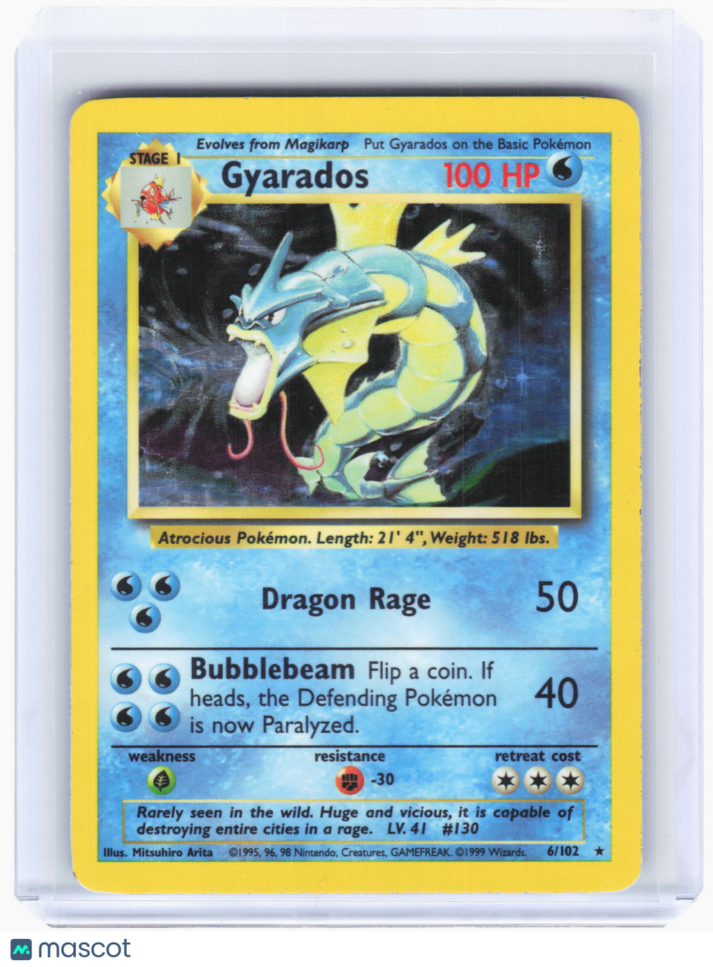 1999 Pokemon—Gyarados #6 Base Set—Holo Rare [Damaged]