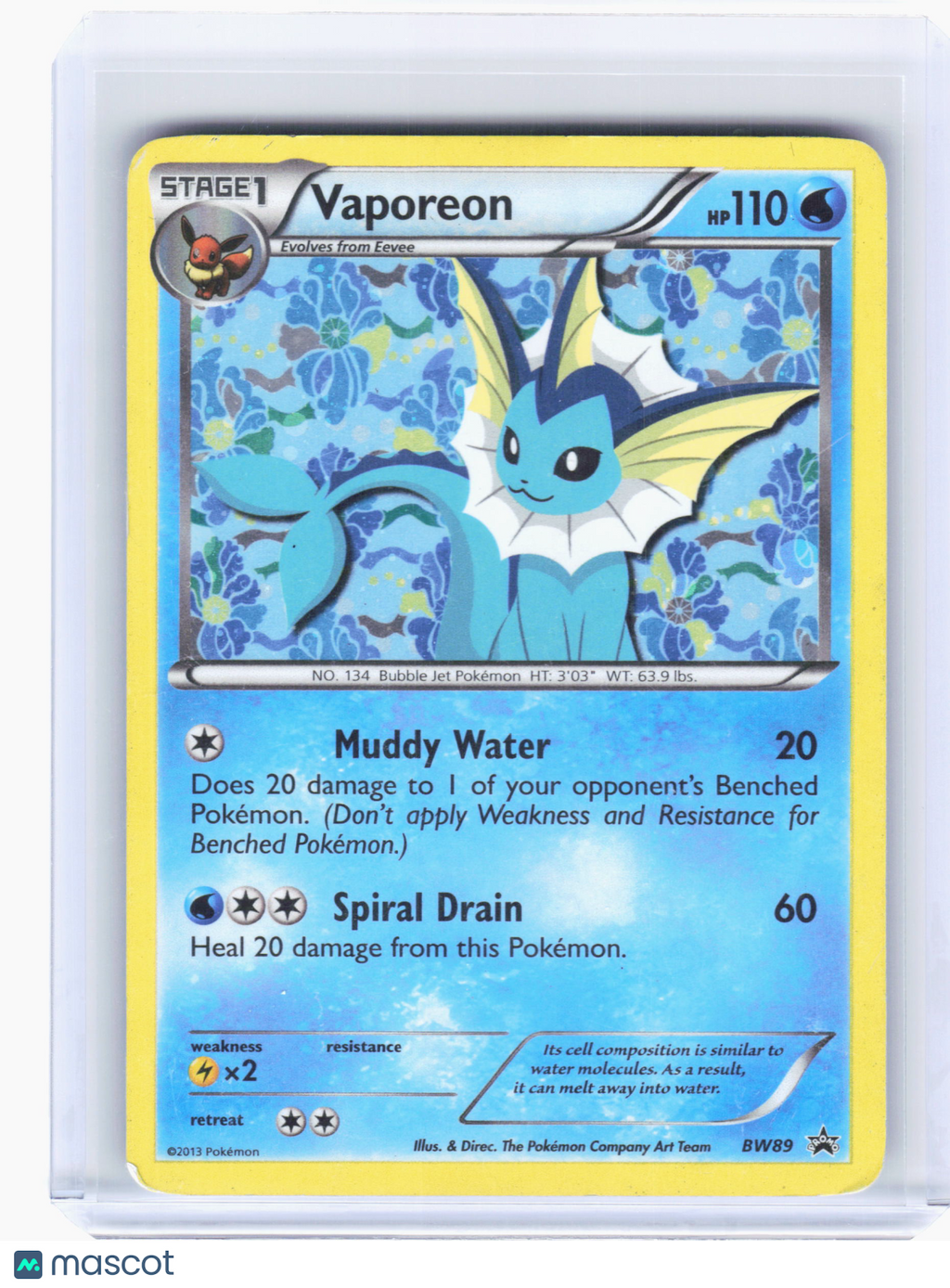 2013 Pokemon—Vaporeon #BW89 Black & White Promos—Promo Holo [Damaged]