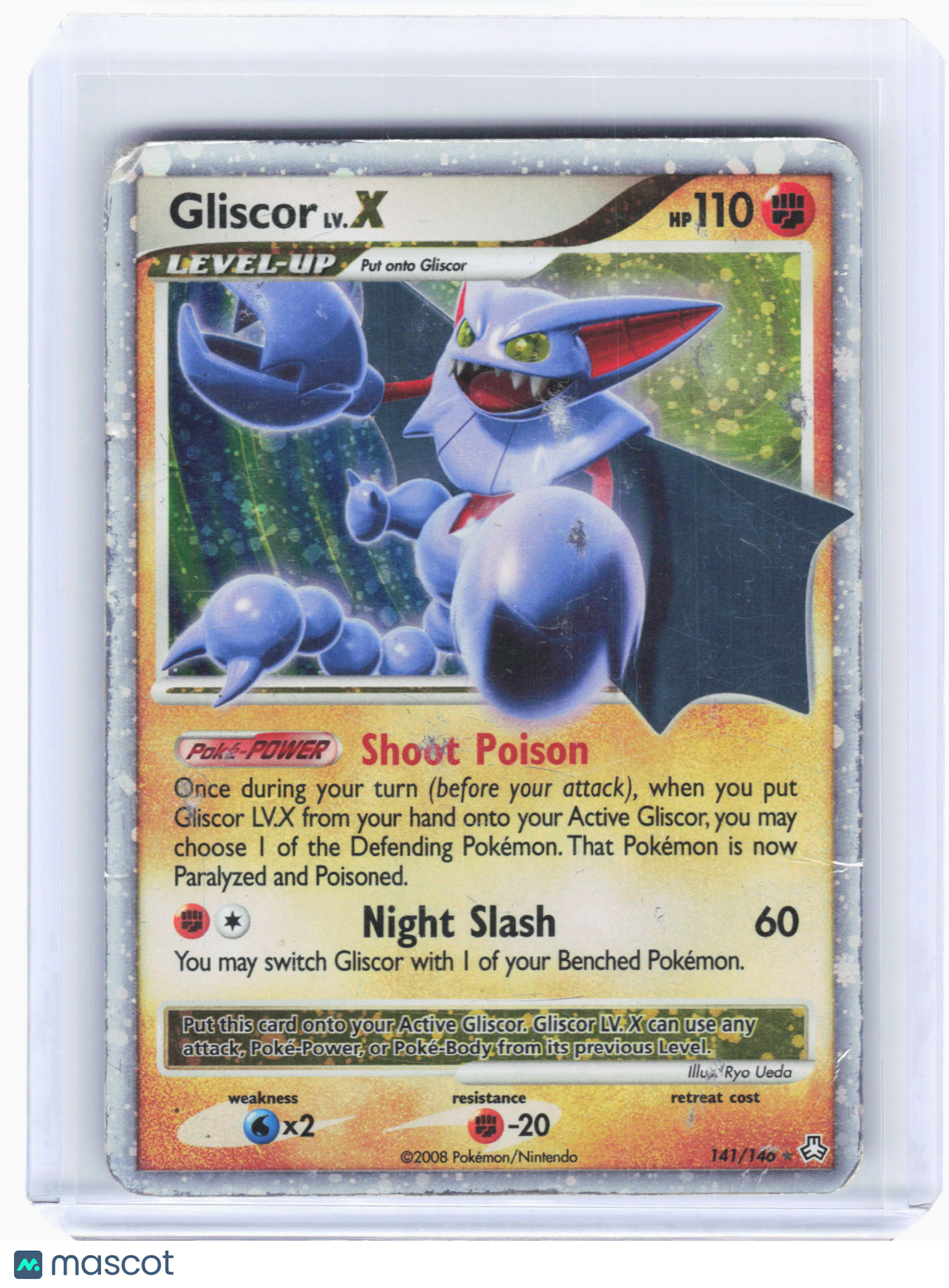 2008 Pokemon—Gliscor LV.X #141 Legends Awakened—Ultra Rare Holo [Damaged]