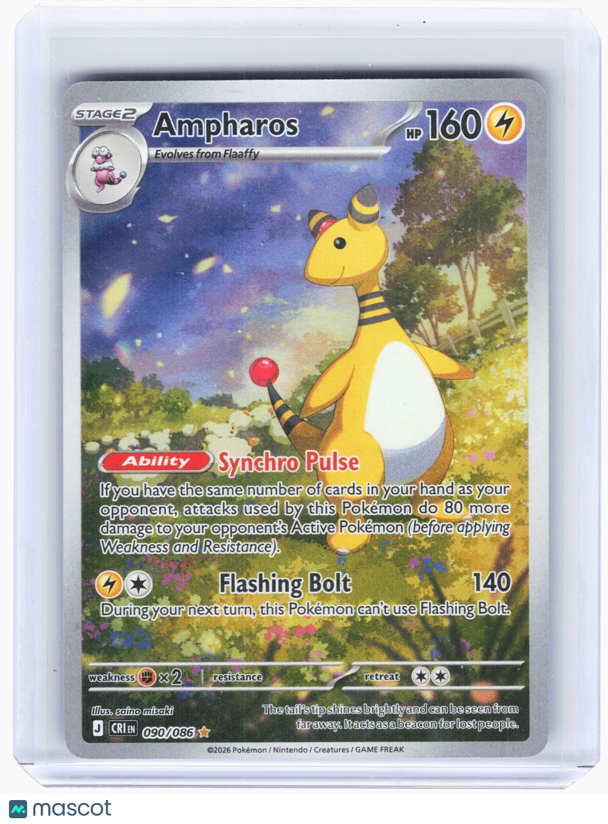 2026 Pokemon—Ampharos #90 Chaos Rising—Illustration Rare Holo