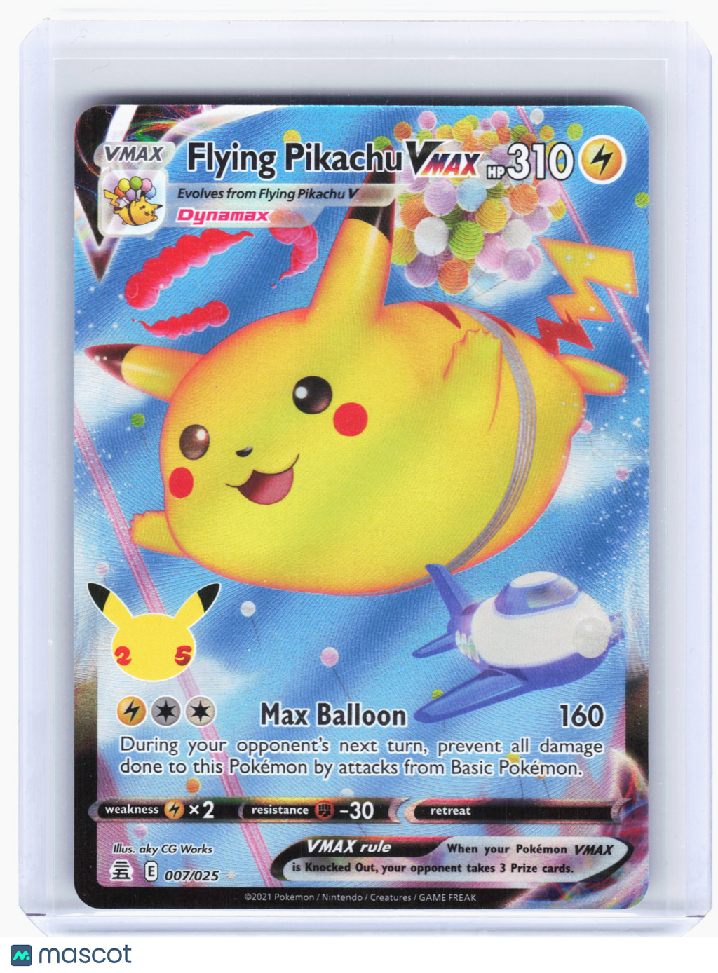 2021 Pokemon—Flying Pikachu VMAX #7 Celebrations—Ultra Rare Holo